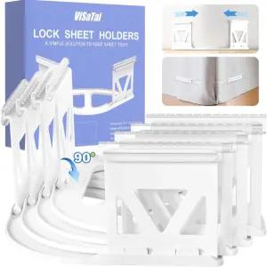 모서리용 침대 시트 홀더 - 맞춤 시트용 4팩 잠금 장치 매일 아침 더 이상 고정 없음 미끄럼 방지 그
