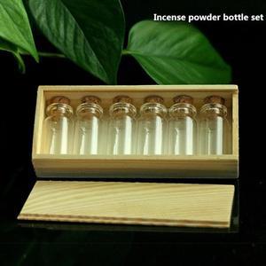 가루 세트 고투명 유리병 재포장 코르크 나무 상자 마개 제품 보관