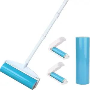 대형 재사용 가능한 보푸라기 롤러 세탁 8인치 고양이 반려견 털 제거기 연장 손잡이 3개 소파 카펫 바닥