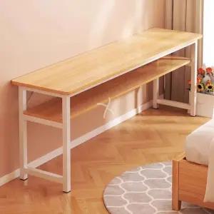 슬림형 조립식 컴퓨터 테이블 이층 우드화이트단 좁고 흑색