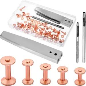 103 PCS 구리 리벳 및 버 가죽 패스너 설치 설정 도구 작업용 와셔 벨트 지갑용 세터 목걸이 핸드백 DIY