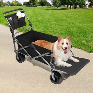 대형 중형견을 위한 MAXFUT 반려견 유모차 테일게이트가 있는 구형 마차 접이식 반려동물 유모차(블랙)