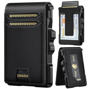 남성용 순정 가죽 지갑 슬림 RFID 미니멀리스트 지갑과 머니 클립 스마트 팝업 신용카드 홀더 생일 기념일에 남편 아버지를 위한 선물