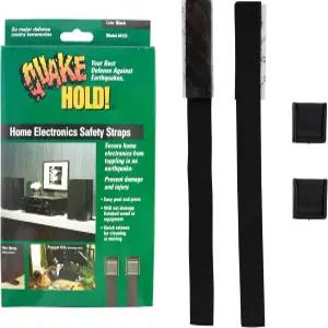 QuakeHold! 4173 가정용 전자제품 안전 스트랩 블랙 11인치