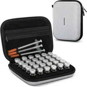 아스크 30 슬롯 3ml 펩타이드 케이스 인슐린 바이알 홀더 냉장고 및 여행용 보관 1ml 2ml 표준 용품(케이스