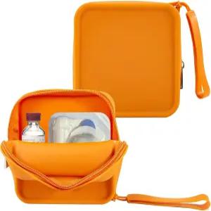 손목 스트랩이 있는 SHFGYG 오렌지 실리콘 여행 케이스 인슐린 바이알 원팟 및 기타 소형 액세서리용