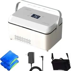 ZKS쿨 휴대용 인슐린 쿨러 여행 상자 LCD 온도 디스플레이가 있는 미니 드럭 냉장고 손잡이가 13600mAh