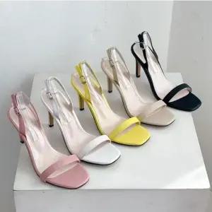 쪼리샌들 한줄밴드 여성 스트랩 샌들 여름 하이힐 오피스룩