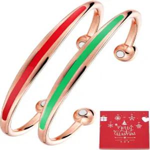 여성 남성용 바이오매그 2Pcs 구리 팔찌 99.9 순동 자기 커프 뱅글 8Pcs 자석 조절 가능한 주얼리