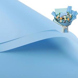 20개 양면 컬러 꽃 포장지 방수 발렌타인데이 꽃다발 23x23인치 DIY 공예품 선물 포장 꽃집 (라이트 블루)