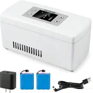 AMKAIO 휴대용 인슐린 쿨러 여행 케이스 - 대용량 성 냉장고 디지털 온도 조절기(0°-18°) LCD 디스플레이
