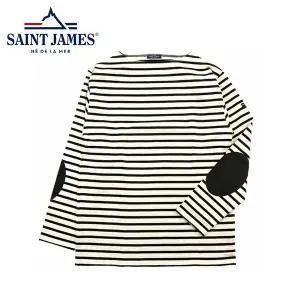 [대구백화점] [세인트제임스]길도 스트라이프 엘보패치 티셔츠(ECRU/NOIR)