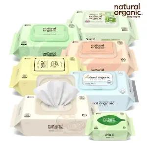 네츄럴오가닉 아기물티슈 퓨어 알로에베라 플레인 스마트캡형 100매 10팩