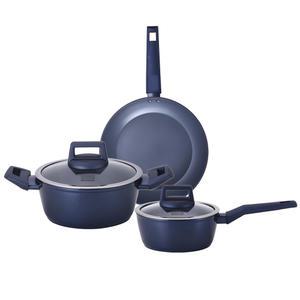 키친플라워 그린우드 후라이팬+냄비 3종세트(편수18+양수20+팬28) 블루, 1개