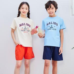 어린이 초등 중등 아동 주니어 반팔 반바지 수영복 세트 배색 보드숏 98 상하 래쉬가드