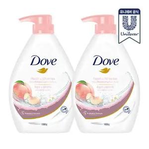 [도브]라이트 샤워 화이트 피치 바디워시 1L 2개
