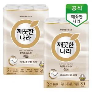 깨끗한나라 촉앤감 시그니처 쉬폰 27m 30롤x2팩