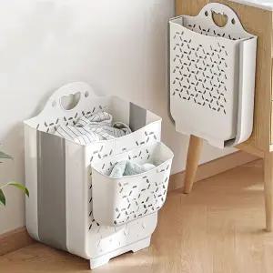 폴딩 부착 빨래 바구니 특대형 38L 틈새 접이식 빨래통 햄퍼 다용도 벽걸이 보관