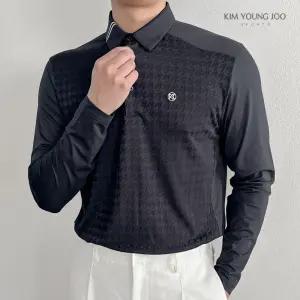 김영주스포츠 남성 스판 자카드 긴팔티셔츠 KRMT3213 기능성 골프웨어 봄가을 카라티