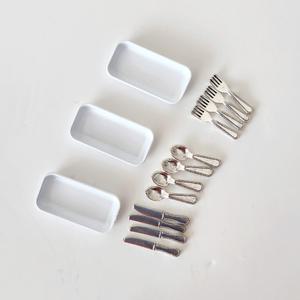 미니어쳐 커트러리트레이셋트15p 돌하우스소품 수저포크나이프셋트