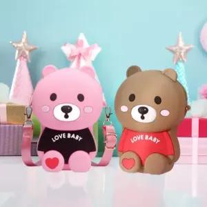 어린이가방 곰돌이백 소프트 크로스백 미니 귀여운 휴대용 미니 여행 외출 아동 유아