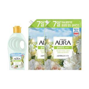 아우라 용기 실내건조 섬유유연제 스모키머스크 1L, 1개 + 리필 1.7L, 2개