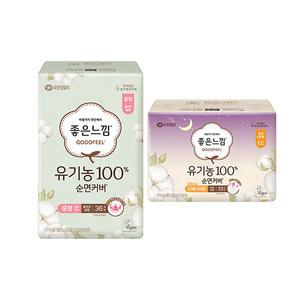 좋은느낌 유기농 순면커버 울트라슬림 중형, 36매, 1개 + 오버나이트, 13매,1개