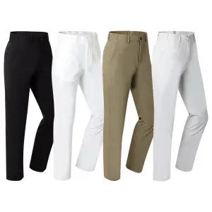 구김없는 여름 면바지 남자 일자 스판 면 팬츠 남성 캐주얼 바지 블랙 흰색