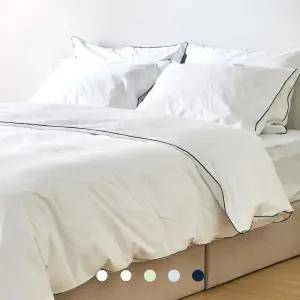 바운티풀 호텔침구 리네아 파이핑 초광폭 40수 워싱순면 이불커버 6컬러 SS/Q/K