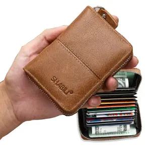 한손 소가죽 지퍼 남성 카드지갑 동전