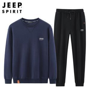 JEEP SPIRIT 남성 봄가을 맨투맨 긴팔 운동복 세트 레저 투피스