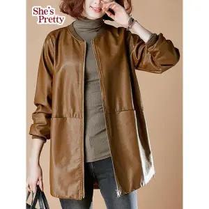 [하프클럽/]커쇼잇템PU롱자켓 L까지_여성가죽자켓