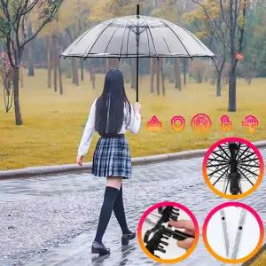 고급 클리어 투명 장우산 1개 16살대 대형 자동 방풍 시야확보 학생 Poe원단 100 x 82cm 420g