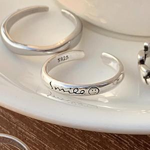 랑데시아 반지 실버 925 은 퍼니 스마일 실버 오픈반지