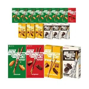 롯데웰푸드 빼빼로 화이트쿠키 37g, 4개 + 초코필드 빼빼로 53g,4개 +아몬드 37g, 8개 + 초코 54g,2개