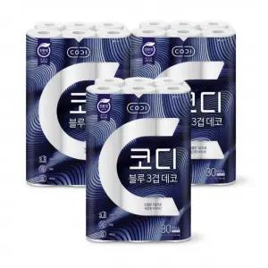 코디 블루 3겹 데코 롤 화장지 27M 3팩