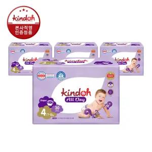 킨도 프리미엄 기저귀 올데이 밴드형 4단계 대형 30매x4팩