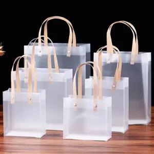반투명 쇼핑백 구디백 크리스마스 크라프트 손잡이 가방 튼튼한 두꺼운 선물용 백 대형 미니