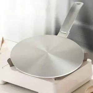 스테인리스 인덕션 플레이트 받침 14cm 20cm 원형 가열판 휴대용 열전도판 손잡이 분리형