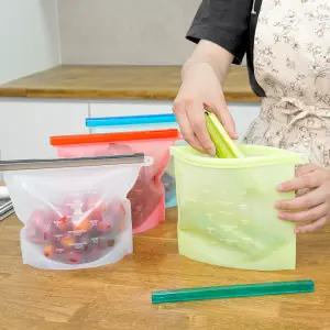 완벽밀폐 실리콘 지퍼백 1000ml / 1500ml 5개세트 4color