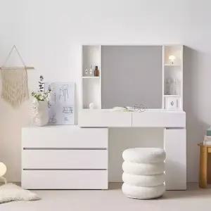 세라 확장형 와이드 서랍 수납 콘센트 거울 1000 화장대