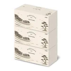 담이연 먼지없는 대나무 천연펄프 미용티슈, 무형광 친환경 페이셜 갑티슈 220매 3개