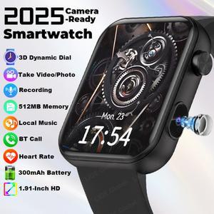 LIGE 2025 새로운 512MB 카메라 Smartwatch 1.91 