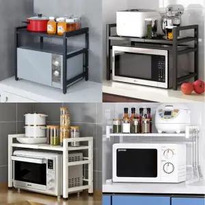 전자레인지 선반 길이조절 렌지대 2단선반 오븐렉 수납장 렌지대 에어프라이어 밥솥 L124-O