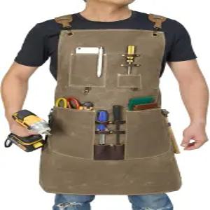 남성용 네호 목공 앞치마 왁스 캔버스 워크숍 턱받이 앞치마와 13개의 도구 주머니가 있는 목공용