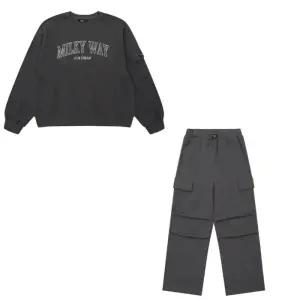 소이 HC33 차콜 맨투맨 셋업 여아,세트,상하복,티,바지,소이세트,여학생티바지,여아세