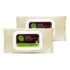 과일나라 곡물 메이크업 딥 클렌징 티슈 100매 2개/물티슈/화장지우는/메이커업/제거/클린징/페이셜/페이스