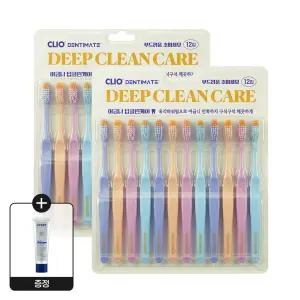 크리오 덴티메이트 딥클린 파워팁 어금니집중케어 초미세모 칫솔 12입 2세트+화이트케어치약100g