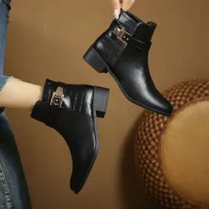 골드벨트장식숏앵클부츠XFA129-17