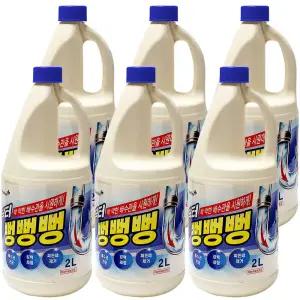 뻥뻥뻥 배수구세정제 2Lx 6개-12L / 세제/ 세정제/ 락스/ 욕실변기세제